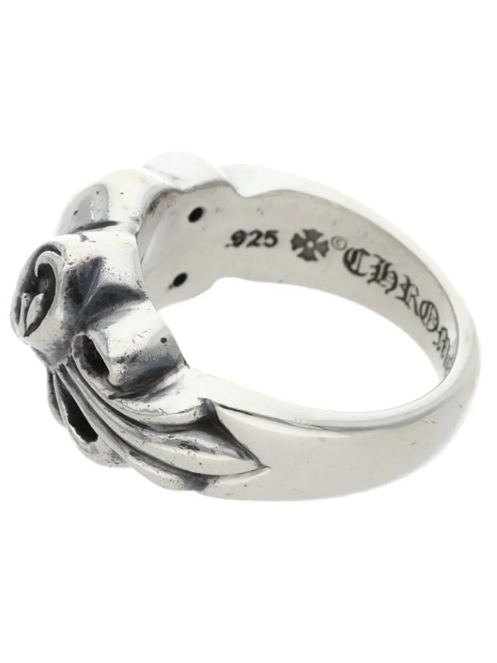 Chrome Hearts Flrl Cross Hrt Floral Heart Silver Ring